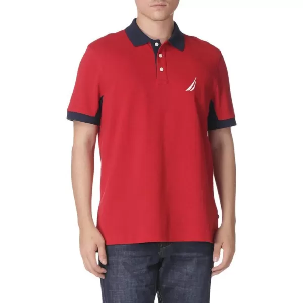 Nautica Mens Classic Fit Short Sleeve Performance Pique Polo ShirtNautica Red