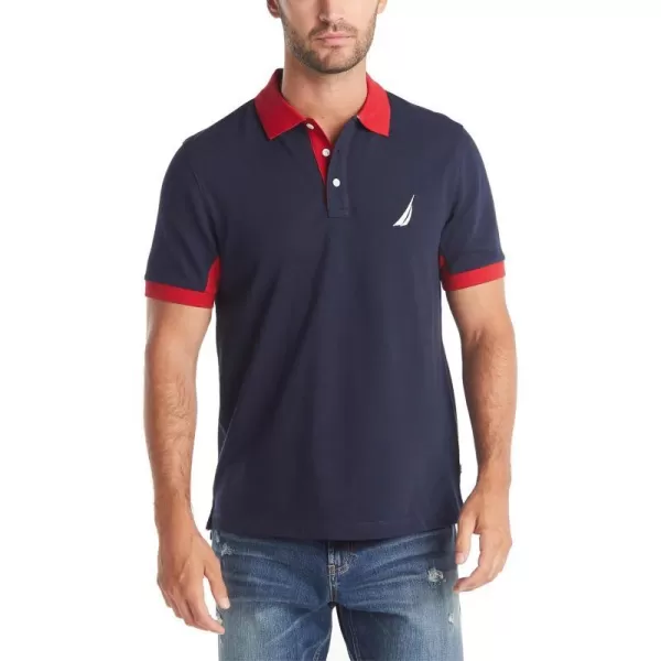 Nautica Mens Classic Fit Short Sleeve Performance Pique Polo ShirtNavy