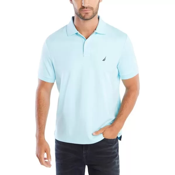 Nautica Mens Classic Fit Short Sleeve Solid Soft Cotton Polo ShirtBright Aqua Solid