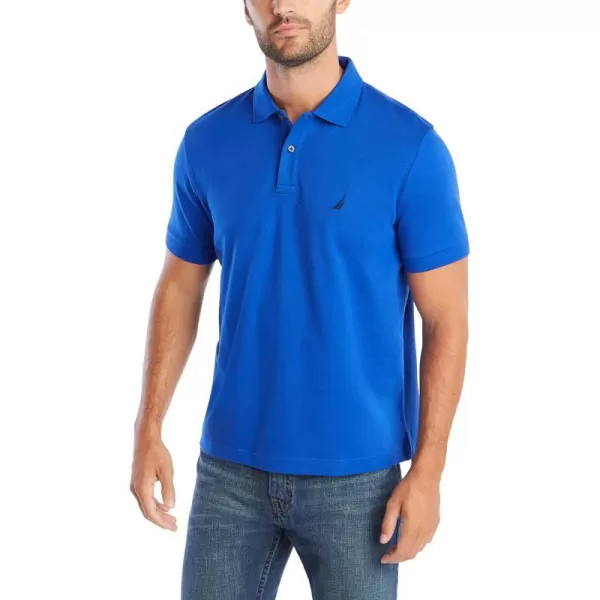 Nautica Mens Classic Fit Short Sleeve Solid Soft Cotton Polo ShirtBright Cobalt Solid