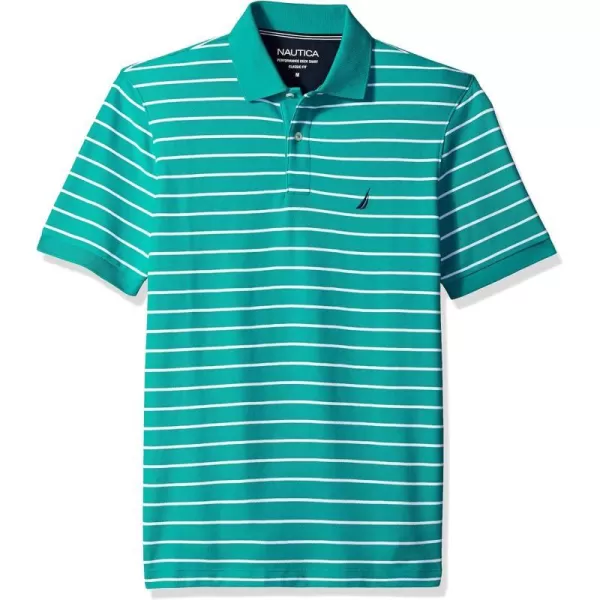 Nautica Mens Classic Fit Short Sleeve Striped Polo ShirtGlfcosteal