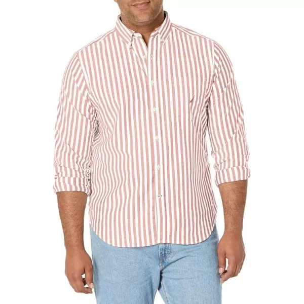 Nautica Mens Classic Fit Stretch Solid Long Sleeve Button Down ShirtBright Coral