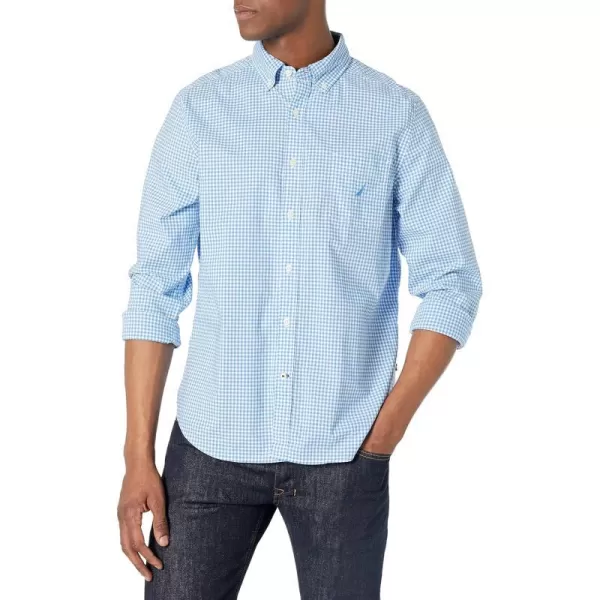 Nautica Mens Classic Fit Stretch Solid Long Sleeve Button Down ShirtLight French Blue