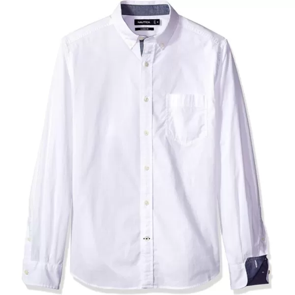 Nautica Mens Classic Fit Stretch Solid Long Sleeve Button Down ShirtMarshmallow