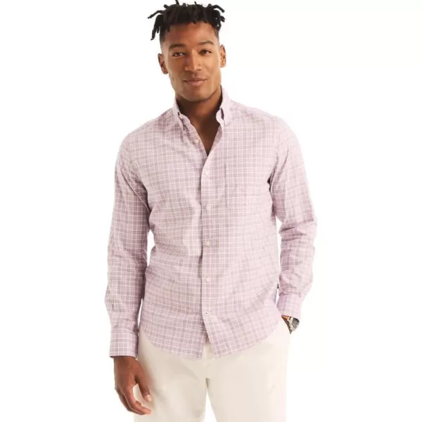 Nautica Mens Classic Fit Stretch Solid Long Sleeve Button Down ShirtPlaid Lavendula