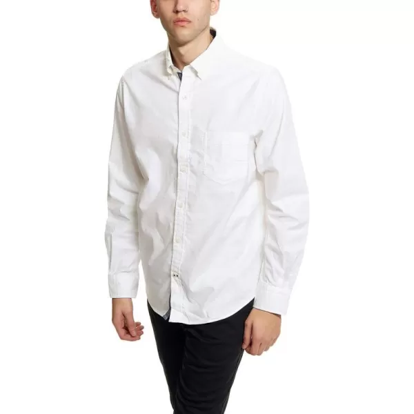 Nautica Mens Classic Fit Stretch Solid Long Sleeve Button Down ShirtWhite