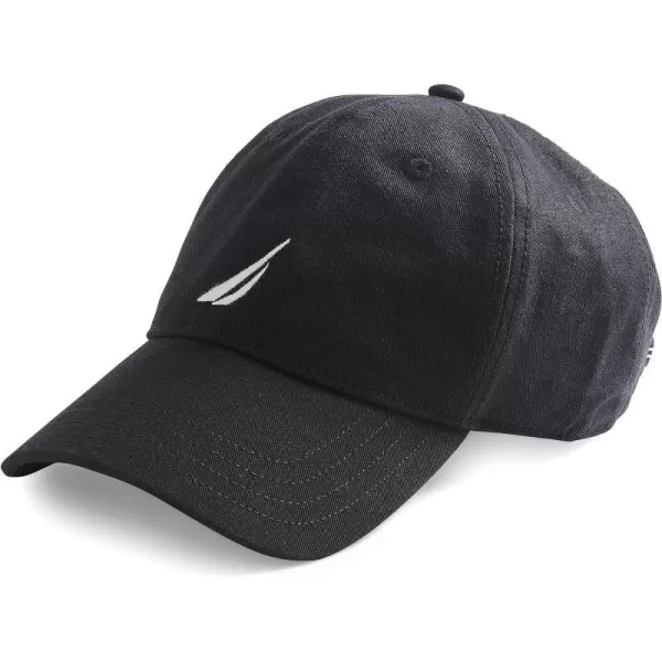 Nautica Mens Classic Logo Adjustable BaseballCap HatTrue Black