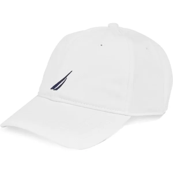 Nautica Mens Classic Logo Adjustable BaseballCap HatWhiteWhite