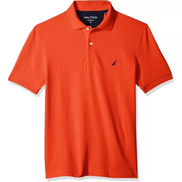 Nautica Mens Classic Short Sleeve Solid Cotton Pique Polo ShirtSpicy Orange