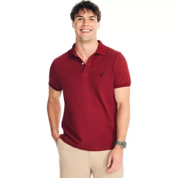 Nautica Mens Classic Short Sleeve Solid Performance Deck Polo ShirtBiking Red Basic Polo