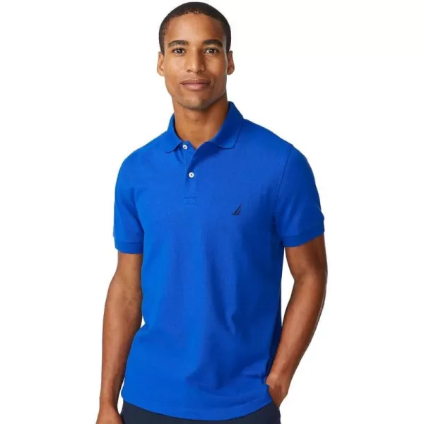 Nautica Mens Classic Short Sleeve Solid Performance Deck Polo ShirtBright Cobalt Basic Polo