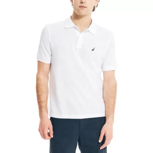 Nautica Mens Classic Short Sleeve Solid Performance Deck Polo ShirtBright White