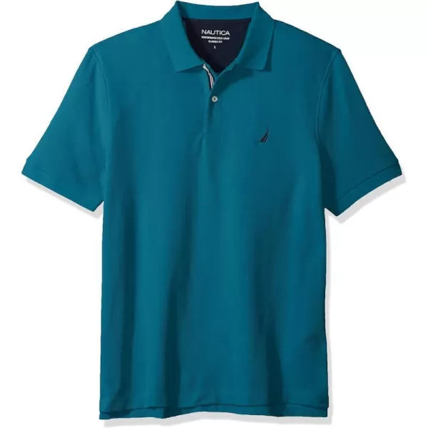 Nautica Mens Classic Short Sleeve Solid Performance Deck Polo ShirtCargo Blue