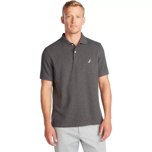 Nautica Mens Classic Short Sleeve Solid Performance Deck Polo ShirtCharcoal Heather Basic Polo