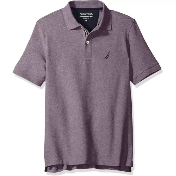 Nautica Mens Classic Short Sleeve Solid Performance Deck Polo ShirtDeep Purple Heather