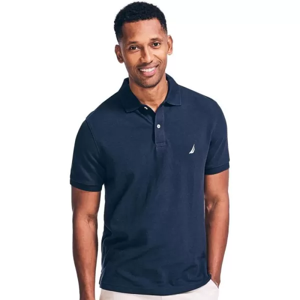 Nautica Mens Classic Short Sleeve Solid Performance Deck Polo ShirtFrench Navy Basic Polo