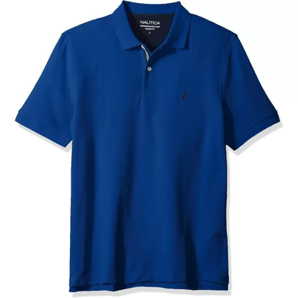 Nautica Mens Classic Short Sleeve Solid Performance Deck Polo ShirtMonaco Blue