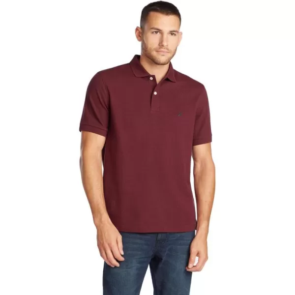 Nautica Mens Classic Short Sleeve Solid Performance Deck Polo ShirtRoyal Burgundy Basic Polo