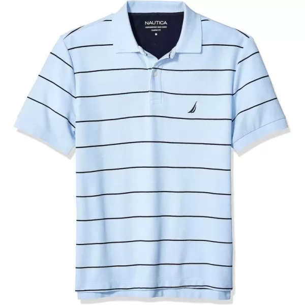 Nautica Mens Classic Short Sleeve Striped Polo TShirtSea Mist