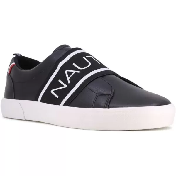 Nautica Mens Classic SlipOn Casual ShoeLow Top Loafer Fashion SneakerBlackgraves Elastic