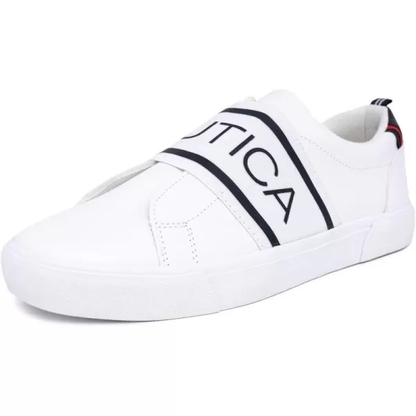 Nautica Mens Classic SlipOn Casual ShoeLow Top Loafer Fashion SneakerWhitegraves Elastic