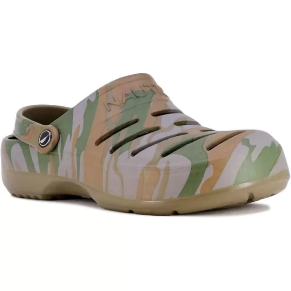 Nautica Mens Clogs  Athletic Sports Sandal  SlipOn with Adjustable Back Strap  Water ShoesFuzzy Slippers River EdgeOlive Camo River Edge