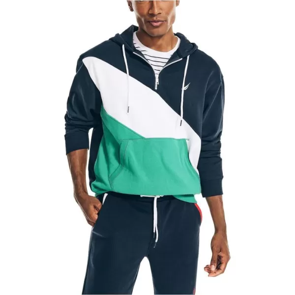 Nautica Mens Colorblock QuarterZip HoodieNavy