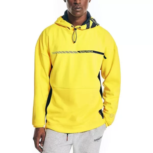 Nautica Mens Competition Sustainably Crafted Logo Drawcord Pullover HoodieBlazing Yellow