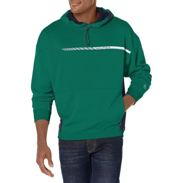 Nautica Mens Competition Sustainably Crafted Logo Drawcord Pullover HoodieTidal Green