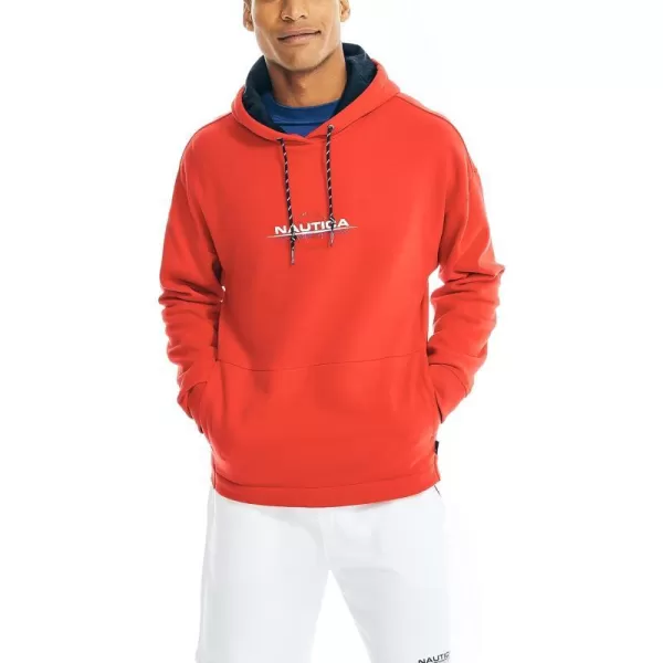 Nautica Mens Competition Sustainably Crafted Logo Pullover HoodieBright Red