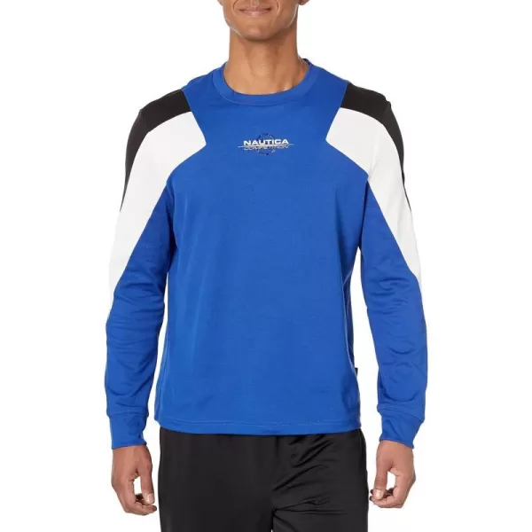 Nautica Mens Competition Sustainably Crafted LongSleeve TShirtBright Cobalt