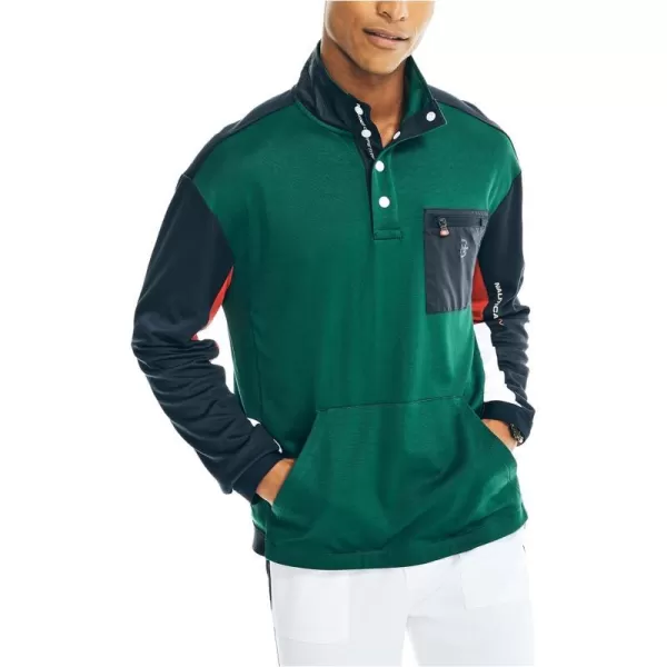 Nautica Mens Competition Sustainably Crafted MockNeck PulloverTidal Green