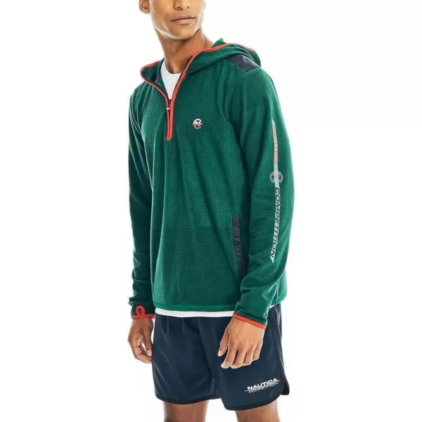 Nautica Mens Competition Sustainably Crafted QuarterZip HoodieTidal Green