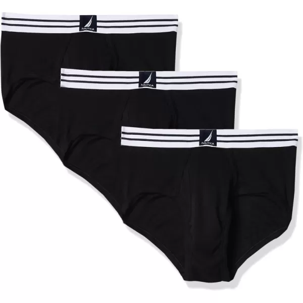 Nautica Mens Cotton Classic Multipack Briefs3 Pack Black