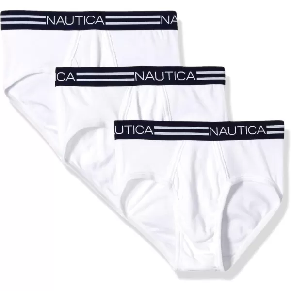 Nautica Mens Cotton Classic Multipack BriefsWhiteWhiteWhite