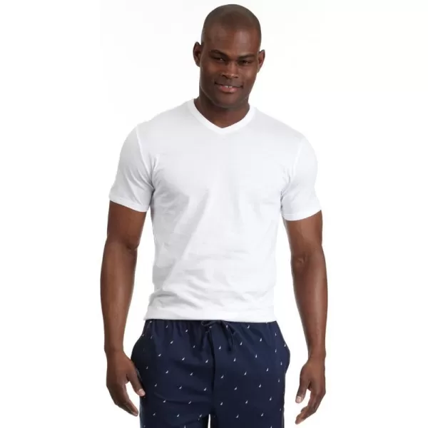 Nautica Mens Cotton VNeck TShirtMultipackWhite  3 Pack