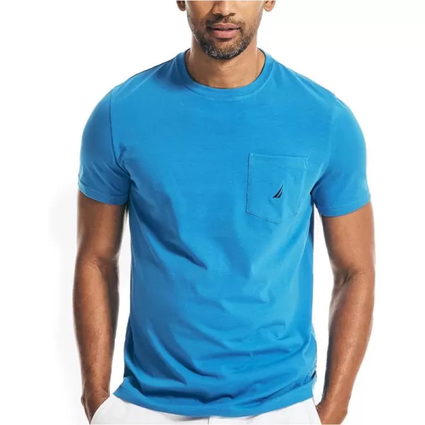 Nautica Mens Crewneck Pocket TShirtSpinner Blue