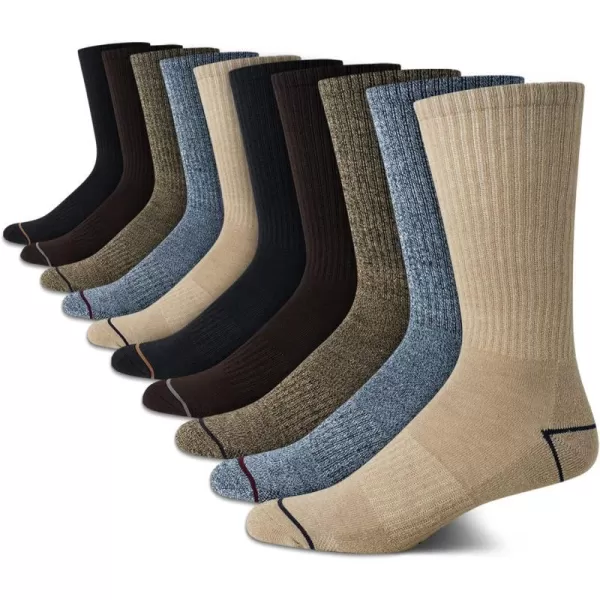 Nautica Mens Dress Socks  LightCushion Crew Socks 10 PackBrownKhaki