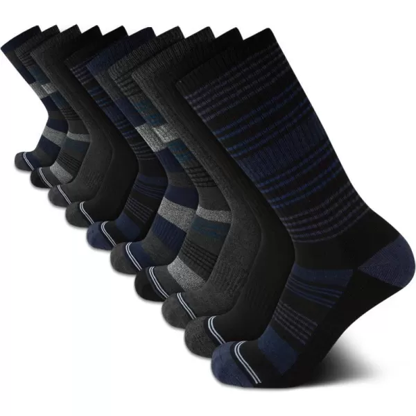 Nautica Mens Dress Socks  LightCushion Crew Socks 10 PackGreyBlack Stripes