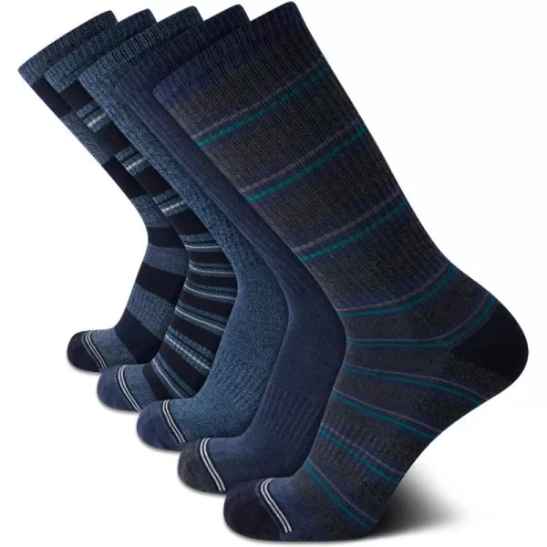 Nautica Mens Dress Socks  LightCushion Crew Socks 5 PackAssorted