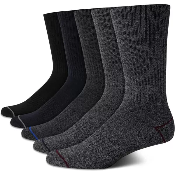 Nautica Mens Dress Socks  LightCushion Crew Socks 5 PackBlackGray