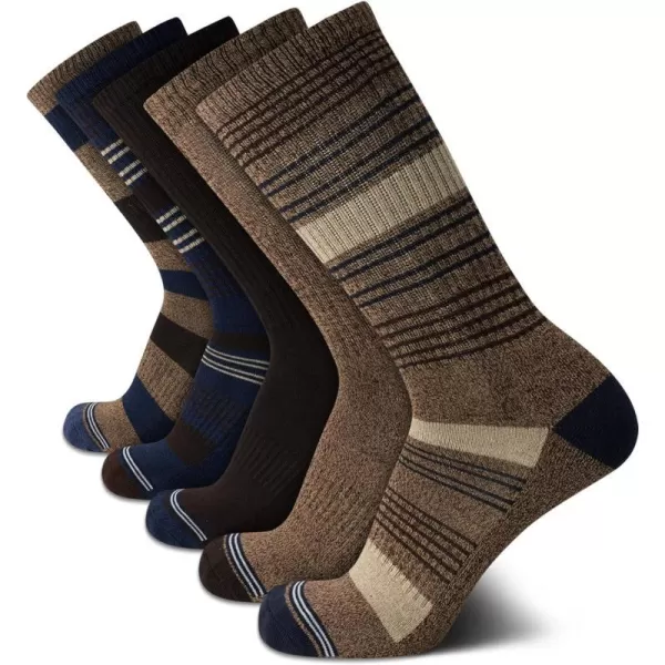 Nautica Mens Dress Socks  LightCushion Crew Socks 5 PackBrownNavy