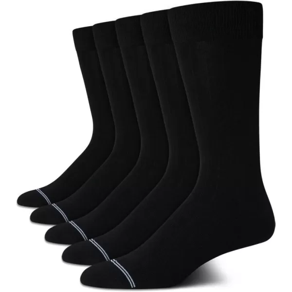 Nautica Mens Dress Socks  Lightweight Crew Socks 5 PackBlack Mini Rib