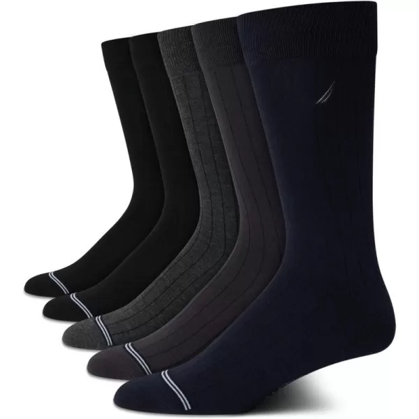 Nautica Mens Dress Socks  Lightweight Crew Socks 5 PackNavy Multi