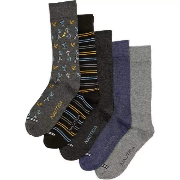 Nautica Mens Dress Socks  Patterned Crew Socks 10 PackInk