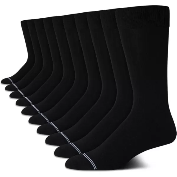 Nautica Mens Dress Socks  Solid Crew Socks 10 PackBlack Mini Rib