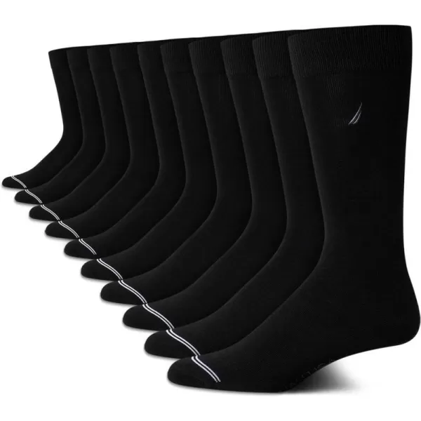 Nautica Mens Dress Socks nbsp Solid Crew Socks 10 PackAll Black