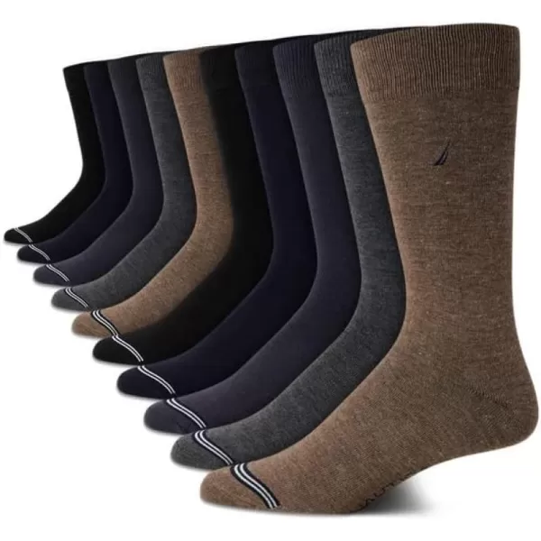 Nautica Mens Dress Socks nbsp Solid Crew Socks 10 PackAssorted