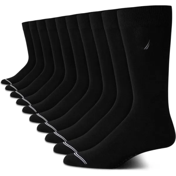 Nautica Mens Dress Socks nbsp Solid Crew Socks 10 PackBlack