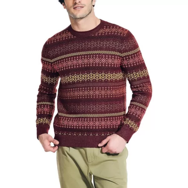 Nautica Mens Fair Isle Crewneck SweaterDeep Crimson